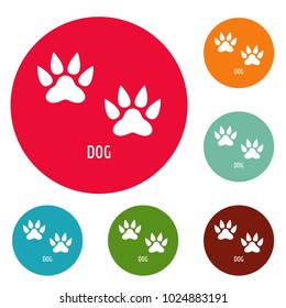 Dog step icons circle set vector isolated on white background