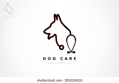 Dog with stethoscope logo. Veterinary clinic illustration. Animal logo.