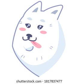 Dog sticker, fooling around. Samoyed dog, playful mood.