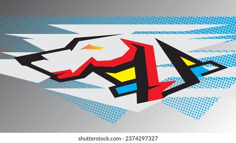 Dog sticker stripes for vehicle body mockup. Printed wallpaper or background with halftone style