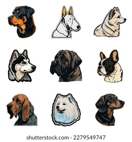 Pegatinas De Perro Icono Plano Aislado En Fondo Blanco