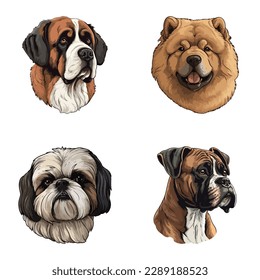 Pegatinas De Perro Icono Plano Aislado En Fondo Blanco
