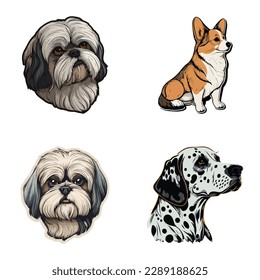 Pegatinas De Perro Icono Plano Aislado En Fondo Blanco