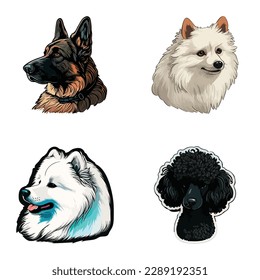 Pegatinas De Perro Icono Plano Aislado En Fondo Blanco