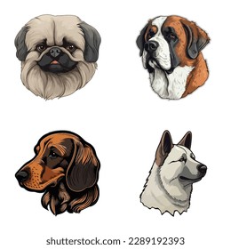 Pegatinas De Perro Icono Plano Aislado En Fondo Blanco