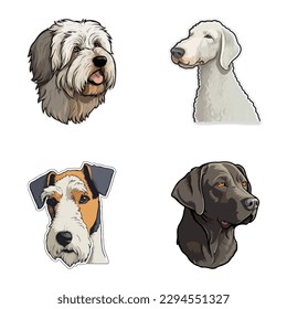 Dog Stickers Flat Icon Set Isolated On White Background