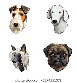 Dog Stickers Flat Icon Set Isolated On White Background