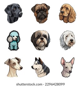 Pegatinas De Perro Icono Plano Aislado En Fondo Blanco