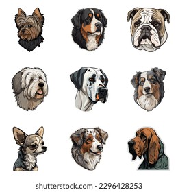 Pegatinas De Perro Icono Plano Aislado En Fondo Blanco