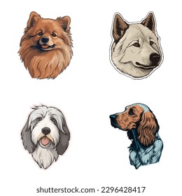 Pegatinas De Perro Icono Plano Aislado En Fondo Blanco
