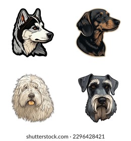 Pegatinas De Perro Icono Plano Aislado En Fondo Blanco