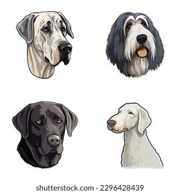 Dog Stickers Flat Icon Set Isolated On White Background