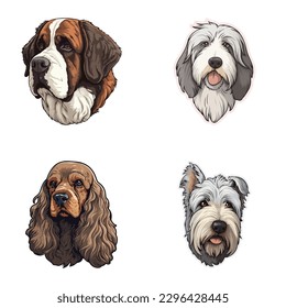 Pegatinas De Perro Icono Plano Aislado En Fondo Blanco