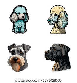 Dog Stickers Flat Icon Set Isolated On White Background
