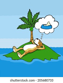 Dog stranded in an island