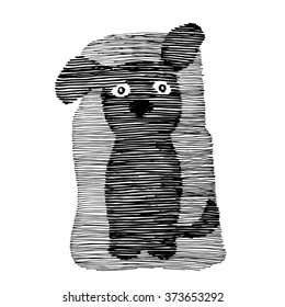 Dog striped. Vector puppy.