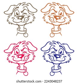 The Dog Stuck Out Its Tongue Vector Illustration. Dog Winks
