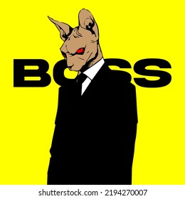 Dog suits illustration, main character cartoon, angry boss, flat design, standing artwork, animal art, businessman vector