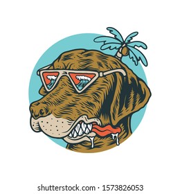 Dog Summer Beach Graphic Illustration Vector Art T-shirt Design