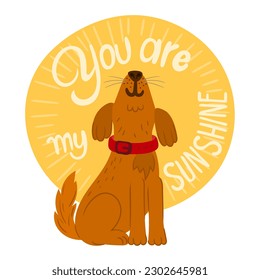 Dog summer vector illustration. Sunny days.
