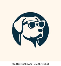 Perro con Vector de silueta de icono de logotipo de gafas de sol