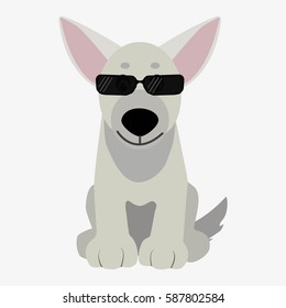 dog in sunglasses. Cartoon character. Children toy. Cute pet. Flat vector stock illustration