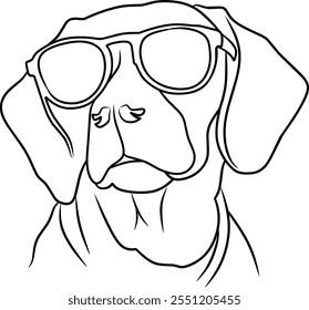 Dog with sunglasses line art vector