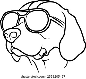 Dog with sunglasses line art vector