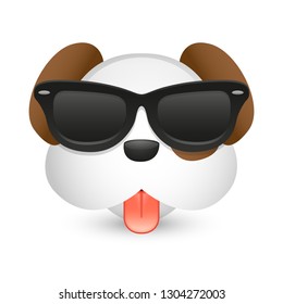 Dog Sunglasses Pet Home Animal Emoji Illustration Face Vector Design Art