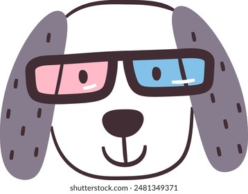 Dog With Sunglasses Portrait Vector Illustration