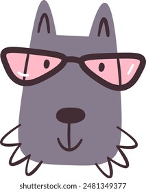 Dog With Sunglasses Portrait Vector Illustration