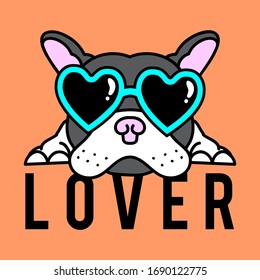 DOG WITH SUNGLASSES, SLOGAN PRINT VECTOR