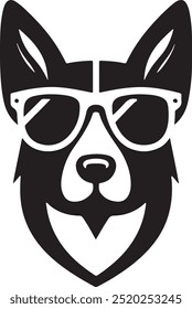 Dog and sunglasses vector art design