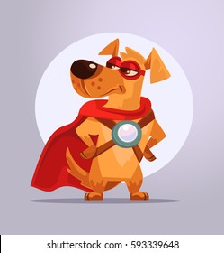 Dog superhero character in mask. Vector flat cartoon illustration