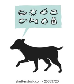 Dog supplies icons set. Vector illustration.