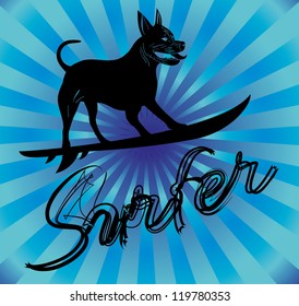dog and surfboard