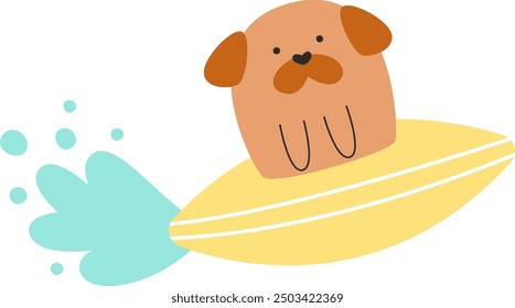 Dog Surfer On Surfboard Vector Illustration
