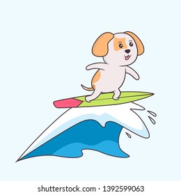 Dog Surfing Board Vector Image