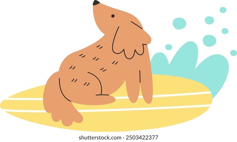 Dog Surfing On Surfboard Vector Illustration