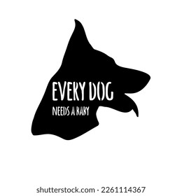 Dog Svg Vector File - head isolated on white. Hand drawn inspirational quotes about dogs. Lettering for poster, t-shirt, card, invitation, sticker, Modern brush calligraphy, Isolated on white backgrou