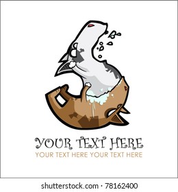 The dog swallows of other dog. Vector. Place for your text.