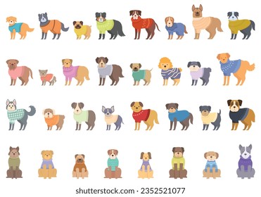 Dog Sweater icons set cartoon vector. Cute husky. Animal fashion