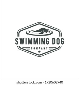 Dog Swimming Logo Design Vector Image