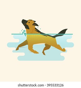 Dog swimming in the water - vector illustration