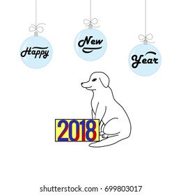 Dog is a symbol of the 2018 Chine New Year. Fashion graphic background design. Modern stylish abstract texture. Colorful template for prints, textiles, wrapping, wallpaper, etc. Vector illustration