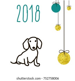 Dog is a symbol of the 2018 Chinese New Year. Design for greeting cards, calendars, banners, posters, invitations.