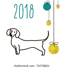 Dog is a symbol of the 2018 Chinese New Year. Design for greeting cards, calendars, banners, posters, invitations.