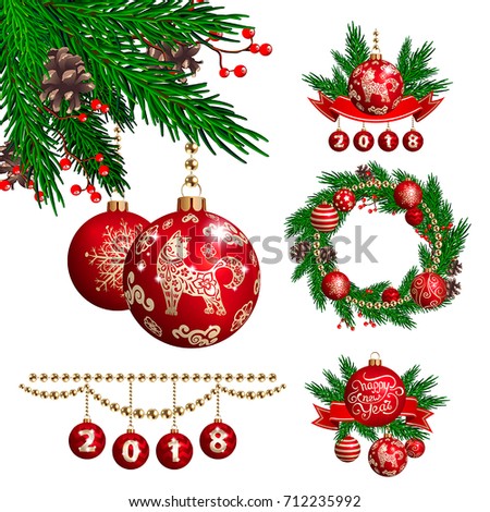 the dog is a symbol of the 2018 chinese new year vector set of christmas - Chinese Christmas Decorations the dog is a symbol of the 2018 chinese new year vector set of christmas - Chinese Christmas Decorations