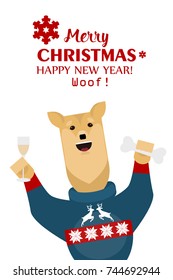 Dog is a symbol of the 2018.Design for greeting cards, calendars, banners, posters, invitations.