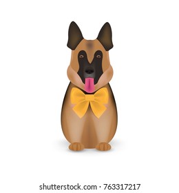 Dog is symbol Chinese zodiac of new 2018 year. Chinese calendar for the new year of Dog 2018. German shepherd dog isolated on white background. Vector illustration. Eps 10.